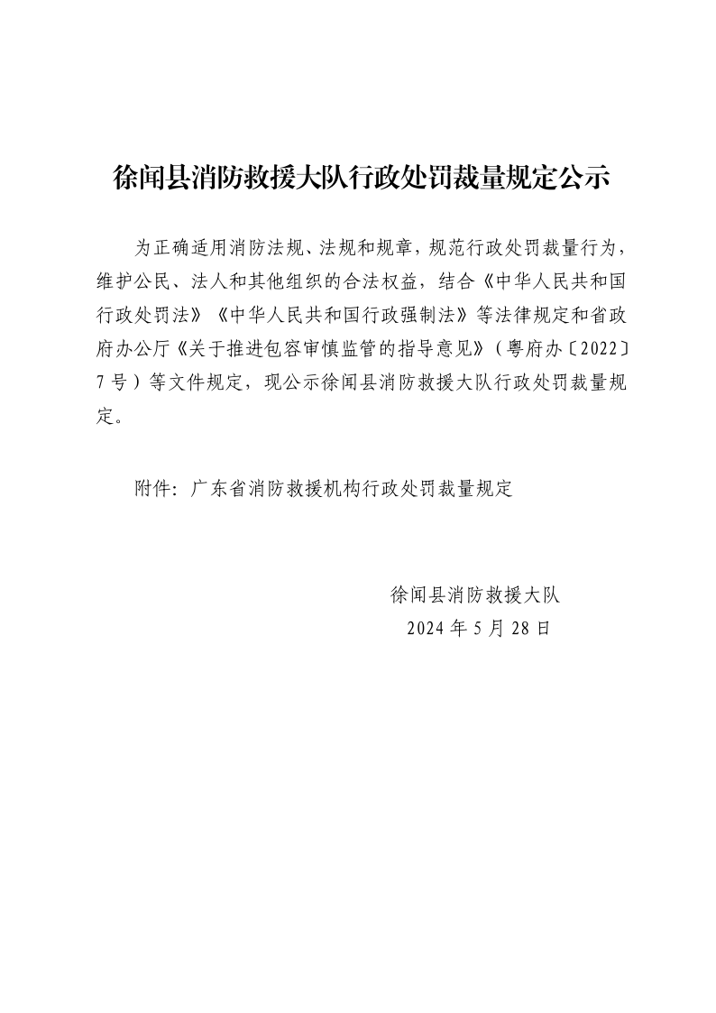 徐聞縣消防救援大隊關于在縣人民政府網(wǎng)公示消防救援機構(gòu)行政處罰裁量規(guī)定的函_1.png